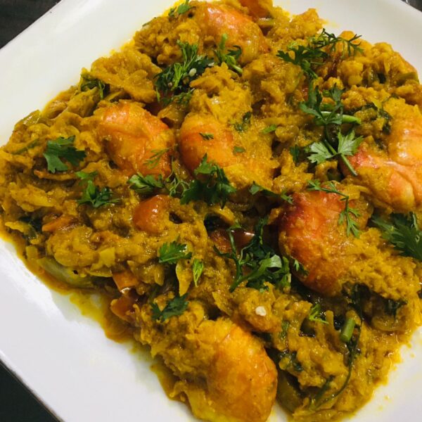 Vegetable Khichuri with Chicken and Prawn (1:1)